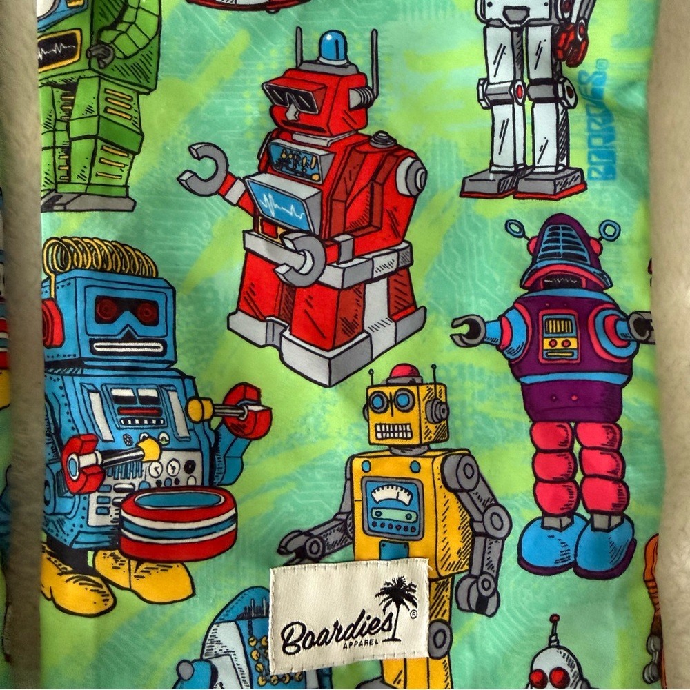 Boys Boardies Colorful Robot Print Swim Shorts 7-8 - Picture 2 of 5